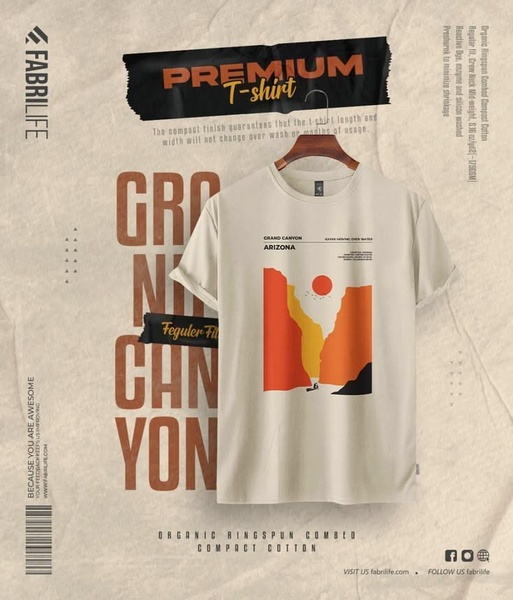 graphic t-shirt, printed tee, crew neck t-shirt, cotton t-shirt, casual shirt, unisex tee, product launch, brand awareness, modern typography, minimalist, bold, warm, neutral, orange, brown