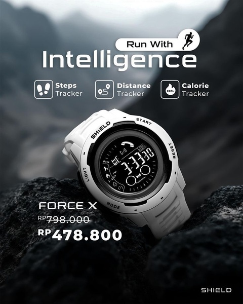 digital watch, sport watch, fitness watch, outdoor watch, pedometer watch, activity tracker watch, sale promotion, product launch, lifestyle, modern typography, bold, energetic, neutral, black