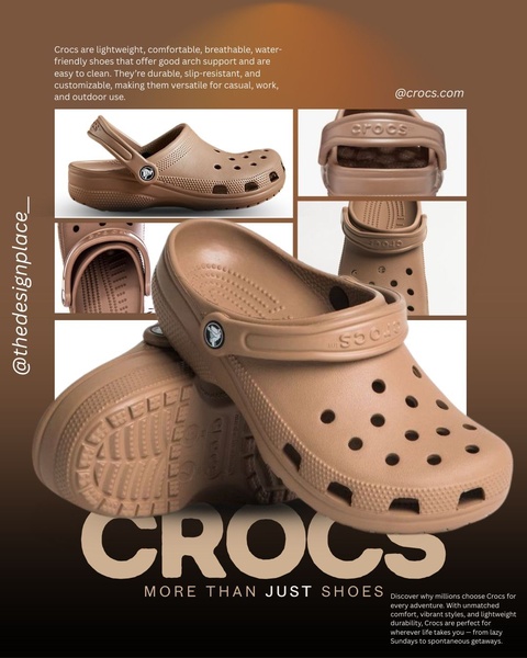 This creative features a clean, multi-angle product showcase of clogs against a sophisticated neutral background to emphasize durability and versatility.