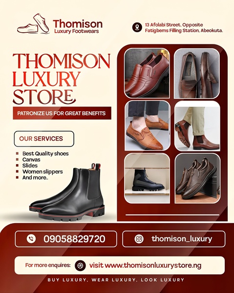 A 4:5 vertical ad creative showcasing multiple footwear styles in a structured grid with clear contact details and branding.