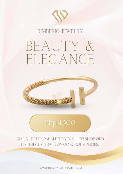 A high-end, minimalist advertisement for a gold bracelet focusing on elegance and a limited-time sale.