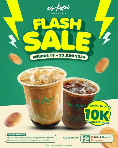 A 4:5 static ad creative featuring a bold 'FLASH SALE' headline and clear pricing to drive urgency for iced coffee orders.