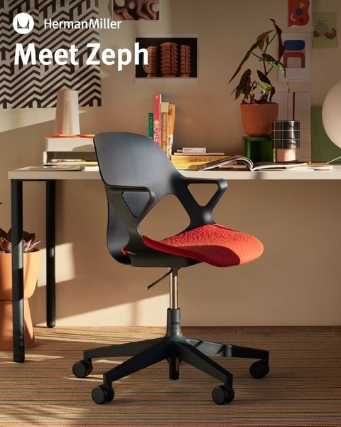 This creative features an ergonomic office chair set in a warm, curated workspace, emphasizing design-forward living through intentional staging.