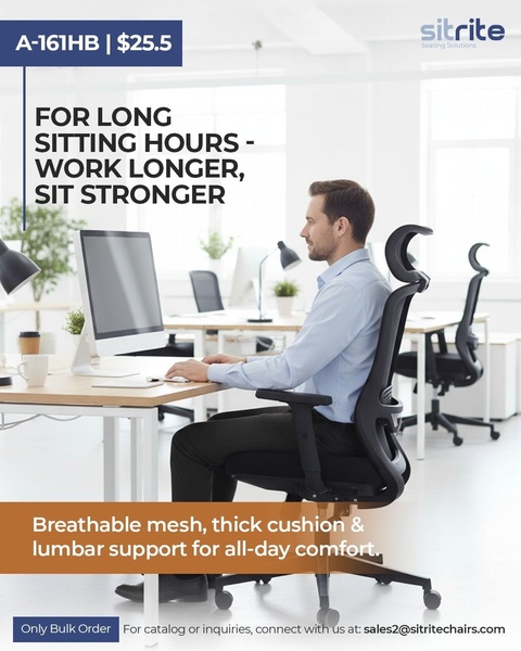 A high-performance B2B advertisement for an ergonomic office chair featuring a clean, professional aesthetic and direct, benefit-driven sales messaging.