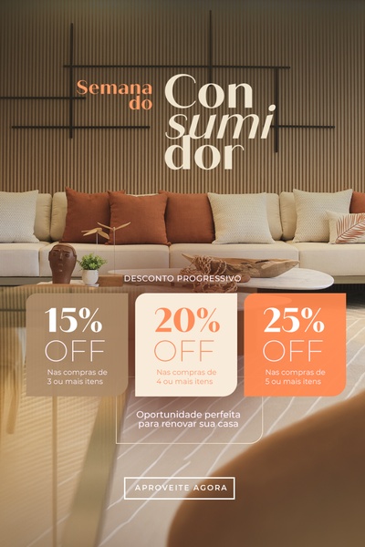 A high-conversion visual ad featuring an elegant living room scene with a clear, tiered progressive discount offer for multi-item purchases.