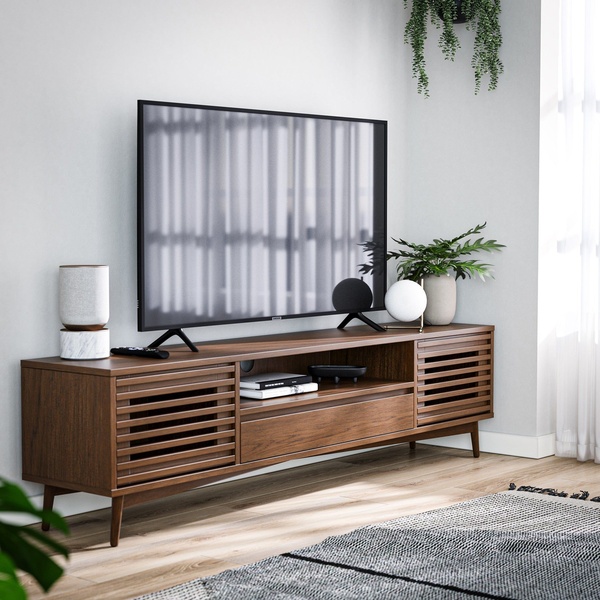 Minimalist Walnut TV Console Hero Shot
