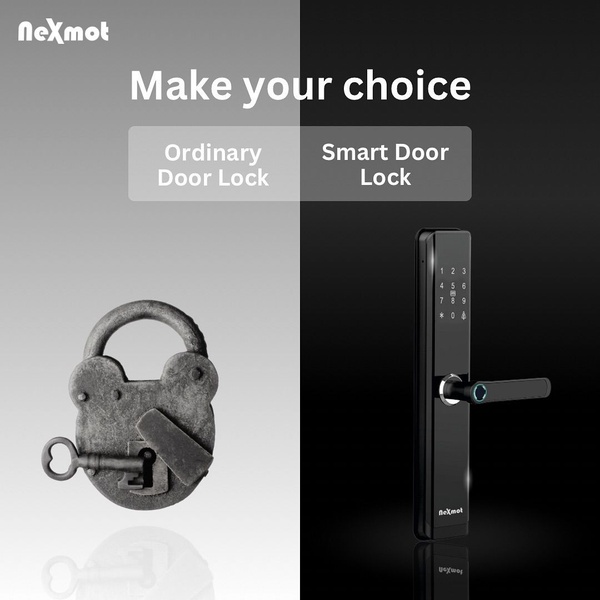 A split-screen comparison creative showing an archaic, heavy padlock against a sleek, modern digital smart lock to highlight an immediate upgrade path.