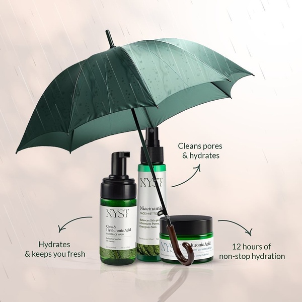 skincare set, face wash, face mist toner, moisturizer, hyaluronic acid skincare, niacinamide toner, bundle offer, brand awareness, minimalist, editorial, fresh, calm, green, neutral