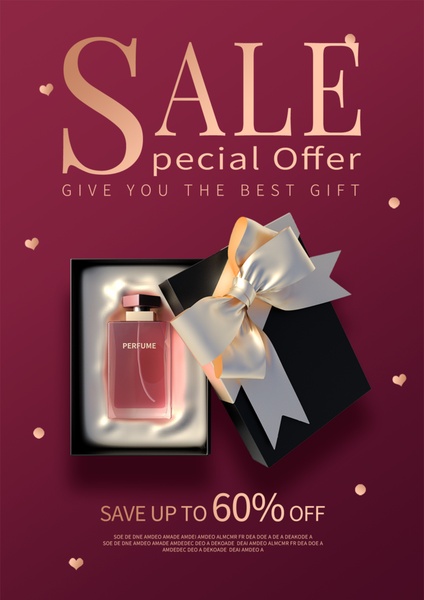 perfume, fragrance, eau de parfum, cologne, body spray, scent bottle, sale promotion, limited time deal, modern typography, minimalist, luxurious, bold, red, gold, valentine's day