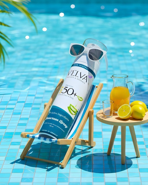 sunscreen spray, sun protection spray, spf 50 sunscreen, sun blocker spray, face and body sunscreen, new arrival, lifestyle, fresh, playful, blue, yellow, neutral, summer sale