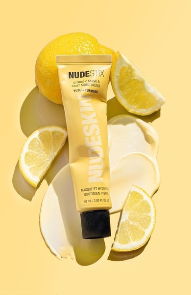 face moisturizer, face mask, daily moisturizer, skincare tube, citrus face cream, new arrival, bestseller push, minimalist, flat lay, fresh, energetic, yellow