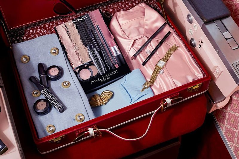 makeup set, cosmetics kit, beauty kit, travel makeup, face palette, new arrival, gift guide, flat lay, editorial, luxurious, calm, pink, red, neutral