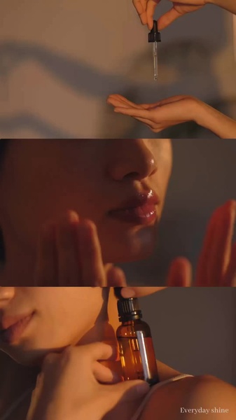 face serum, skin oil, facial treatment, skincare dropper, beauty serum, product demo, lifestyle, editorial, calm, luxurious, brown, neutral