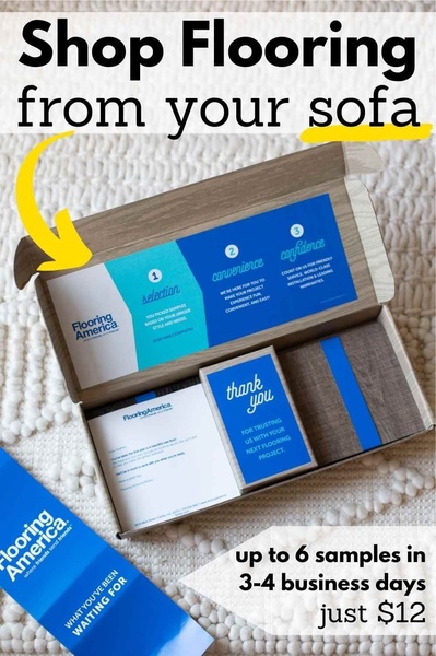 A high-conversion ad creative showcasing a convenient, low-barrier-to-entry flooring sample kit delivered directly to the consumer.