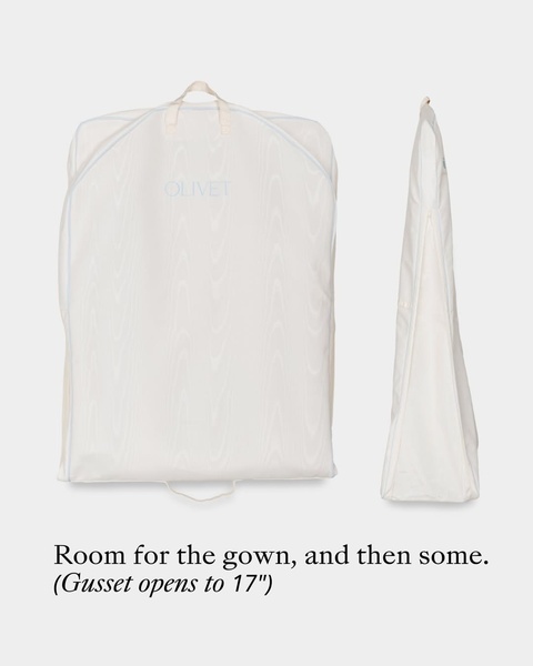 garment bag, suit bag, dress bag, clothing travel bag, gown storage bag, wedding dress bag, product launch, brand awareness, minimalist, calm, trustworthy, neutral