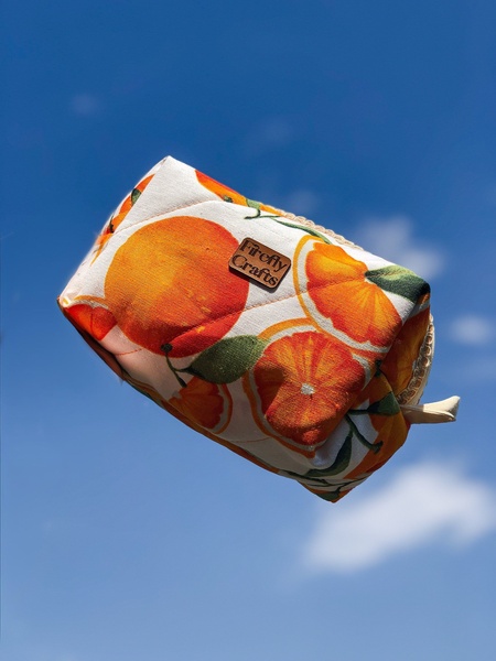 makeup bag, toiletry bag, cosmetic pouch, travel bag, zipper pouch, new arrival, minimalist, fresh, playful, blue, orange