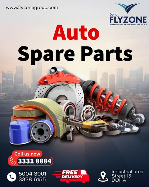 A high-clarity static creative featuring an organized pile of essential vehicle components, emphasizing availability and immediate contact information.