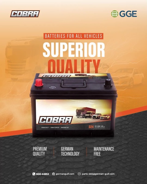 A high-contrast visual showing a car battery against an orange gradient background with vehicle silhouettes to imply universal application.