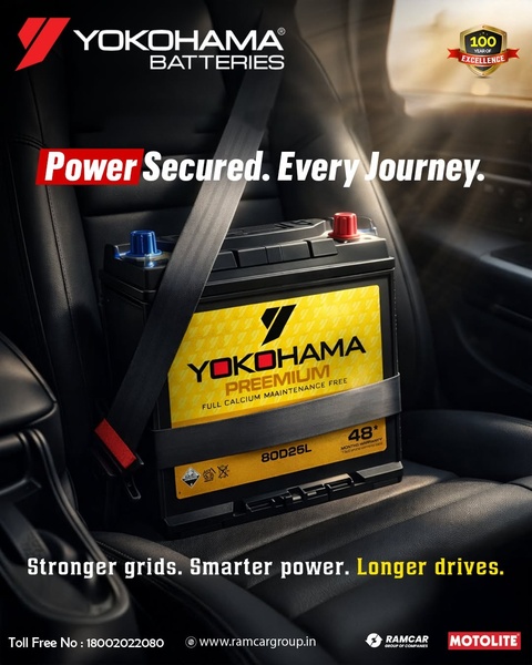 A high-quality car battery is showcased in a vehicle interior with a seatbelt, emphasizing safety and reliability.