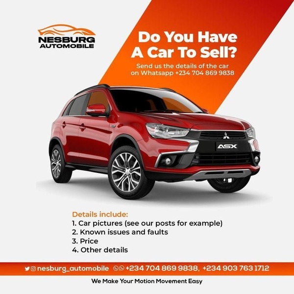 A clean, brand-focused creative that uses a direct question to filter leads for car sellers and provides clear instructions for contact via WhatsApp.