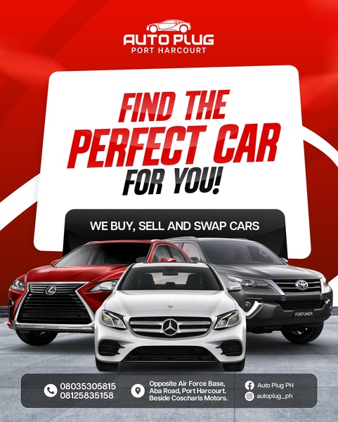 A high-visibility ad creative presenting a car dealership's services, including buying, selling, and swapping, featuring a selection of luxury vehicles.