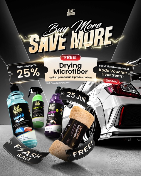 This creative uses a high-contrast, value-focused layout to promote multiple car care products with a clear free-gift incentive and limited-time offer.