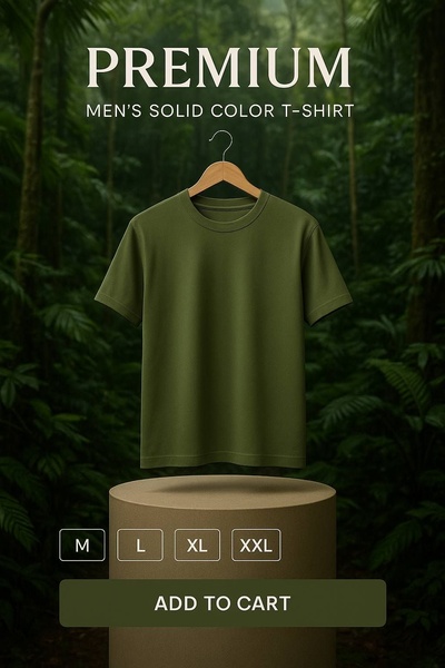 t-shirt, crew neck tee, solid color shirt, short sleeve shirt, basic tee, cotton t-shirt, new arrival, brand awareness, editorial, minimalist, luxurious, calm, green, brown