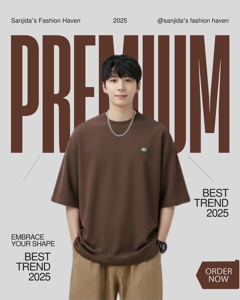 oversized t-shirt, drop shoulder tee, loose fit shirt, casual top, crew neck shirt, oversized top, new arrival, bestseller push, modern typography, editorial, bold, luxurious, brown, neutral