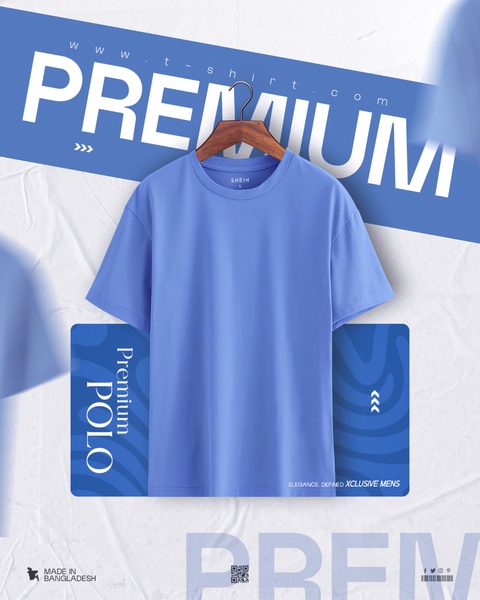 t-shirt, polo shirt, crew neck shirt, plain t-shirt, short sleeve shirt, basic tee, brand awareness, product launch, modern typography, minimalist, bold, fresh, blue, neutral