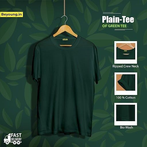 plain t-shirt, crew neck tee, cotton t-shirt, basic tee, round neck t-shirt, solid color shirt, new arrival, product launch, minimalist, editorial, fresh, trustworthy, green, neutral