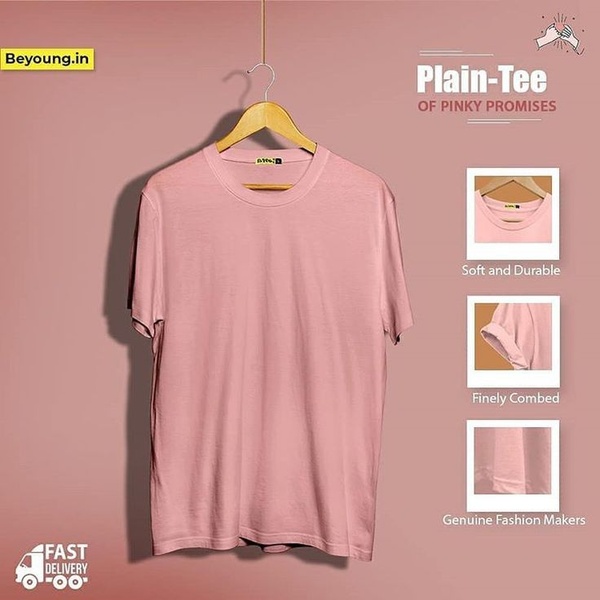 plain t-shirt, crew neck tee, basic tee, cotton t-shirt, round neck t-shirt, solid color shirt, product launch, brand awareness, minimalist, fresh, calm, pink, neutral