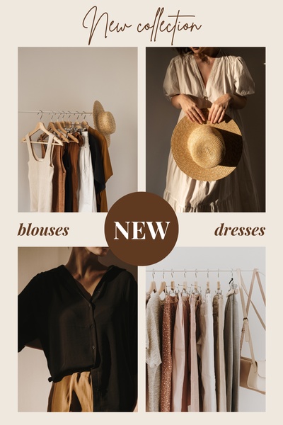 women's dresses, blouses, clothing collection, casual dresses, linen clothing, summer tops, everyday clothing, new arrival, product launch, editorial, lifestyle, warm, luxurious, neutral, brown, black