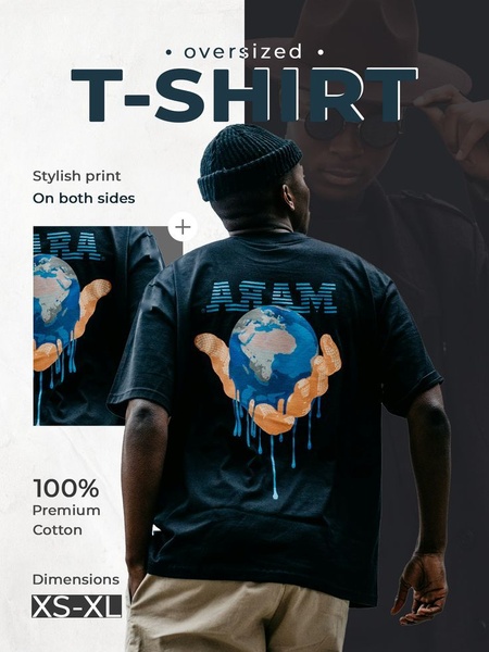 oversized t-shirt, graphic tee, printed t-shirt, oversized shirt, cotton t-shirt, graphic shirt, new arrival, product launch, editorial, modern typography, bold, energetic, black, blue, neutral