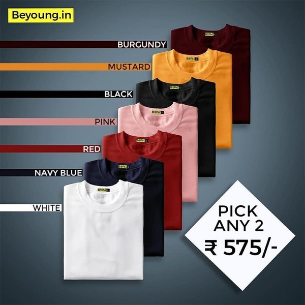 t-shirt, crew neck tee, plain t-shirt, solid color tee, basic tee, round neck t-shirt, bundle offer, sale promotion, minimalist, bold, energetic, neutral, red, yellow