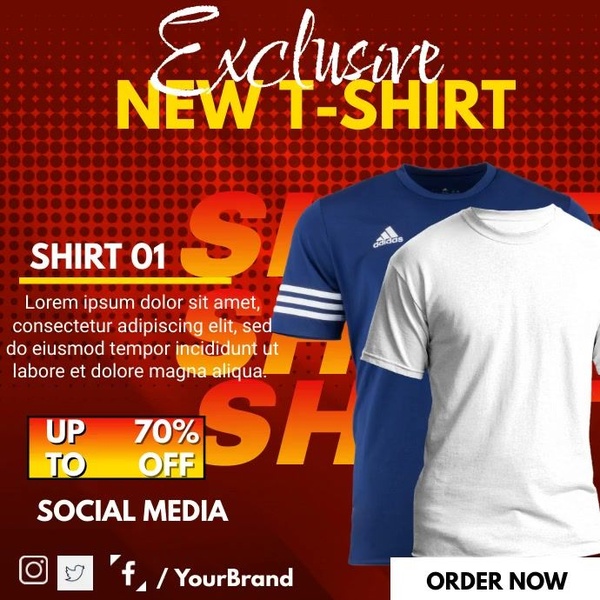 t-shirt, crew neck tee, graphic tee, casual shirt, short sleeve shirt, cotton t-shirt, new arrival, sale promotion, modern typography, energetic, bold, red, yellow, blue