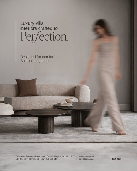 A high-end, minimalist creative for a luxury sofa that uses a motion-blurred lifestyle subject to emphasize comfort and premium positioning.