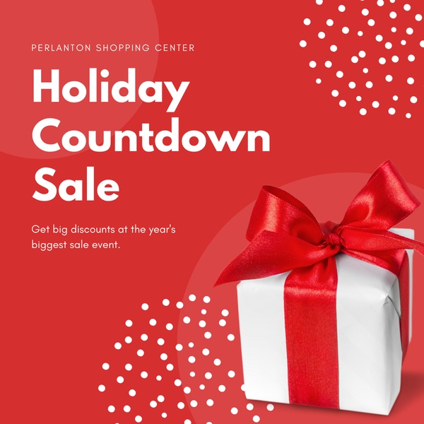 A high-contrast promotional graphic featuring a gift box to announce a seasonal holiday sale event.