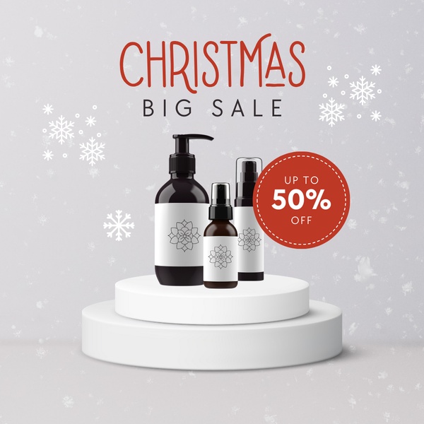 skincare set, beauty products, cosmetic bottles, skin care kit, beauty set, skincare collection, sale promotion, minimalist, calm, luxurious, neutral, red, christmas