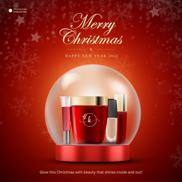cosmetics set, beauty set, makeup collection, skincare set, beauty products, cosmetic kit, makeup set, brand awareness, minimalist, luxurious, warm, red, gold, christmas