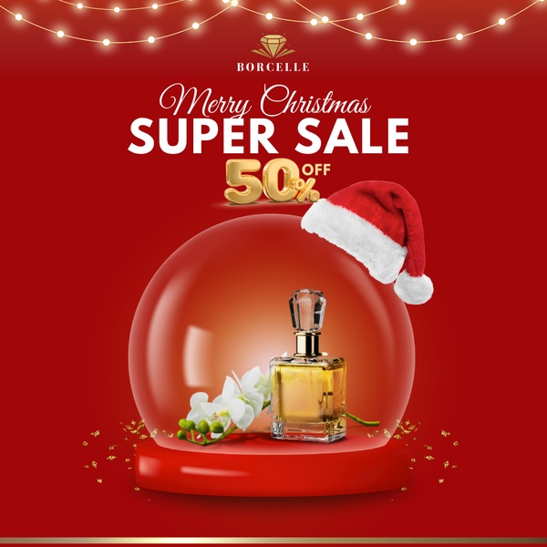 perfume, fragrance, cologne, eau de parfum, scent, sale promotion, minimalist, luxurious, warm, red, gold, christmas