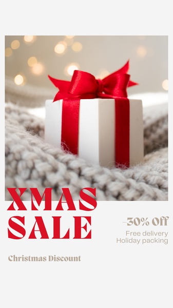 A clean, festive graphic featuring a wrapped gift box, red holiday branding, and clear offer text for seasonal promotions.