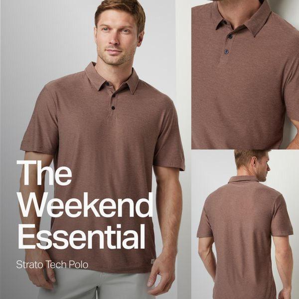 polo shirt, tech polo, performance polo, casual shirt, collared shirt, short sleeve shirt, golf shirt, product launch, brand awareness, minimalist, trustworthy, calm, brown, neutral