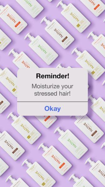 This creative uses a pop-up notification style on a patterned background to deliver a direct, urgent, and clean product message.