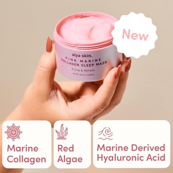sleep mask, face mask, collagen mask, skincare mask, overnight mask, beauty mask, facial treatment, new arrival, product launch, lifestyle, fresh, luxurious, pink, neutral