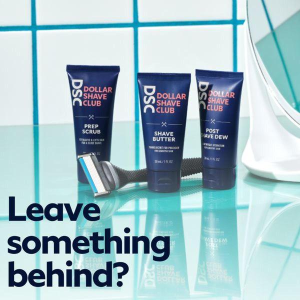 A high-contrast, clean shot of a Shaving Kit set placed on a reflective surface to create a premium, approachable brand feel.