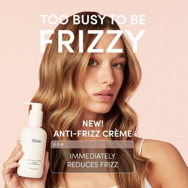 hair cream, anti-frizz cream, frizz control, hair treatment, smoothing cream, hair serum, styling cream, new arrival, product launch, minimalist, fresh, trustworthy, neutral, brown