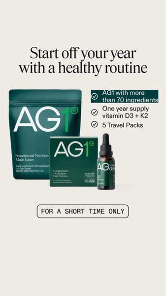 A clean, minimalist layout highlighting a multi-product daily nutrition set with clear benefit checklists and a sense of urgency.