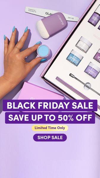 cosmetics, makeup, beauty products, skincare, nail polish, beauty set, makeup kit, sale promotion, limited time deal, flat lay, playful, purple, pastel, black friday
