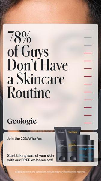 skincare set, face care kit, skincare routine, men's skincare, facial care products, skincare products, grooming kit, brand awareness, product launch, modern typography, trustworthy, neutral, red