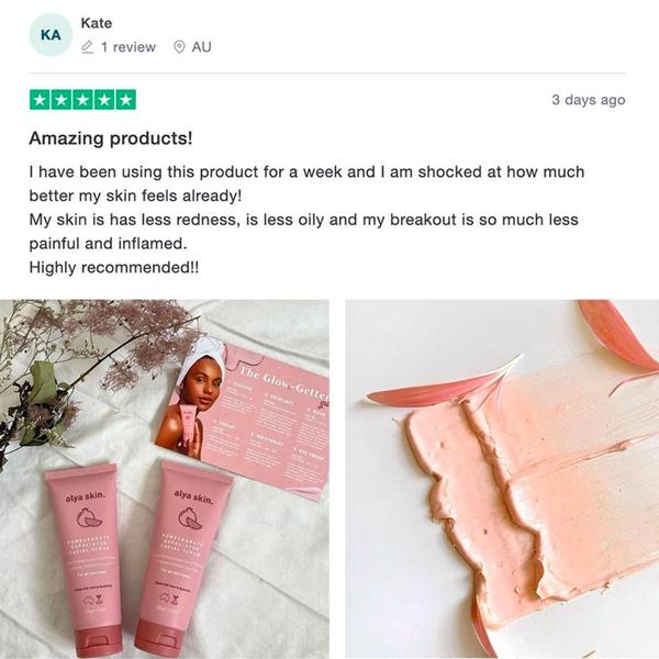 facial scrub, face scrub, exfoliating scrub, skincare scrub, facial exfoliant, face cleanser, skin scrub, social proof, ugc style, trustworthy, pink, neutral